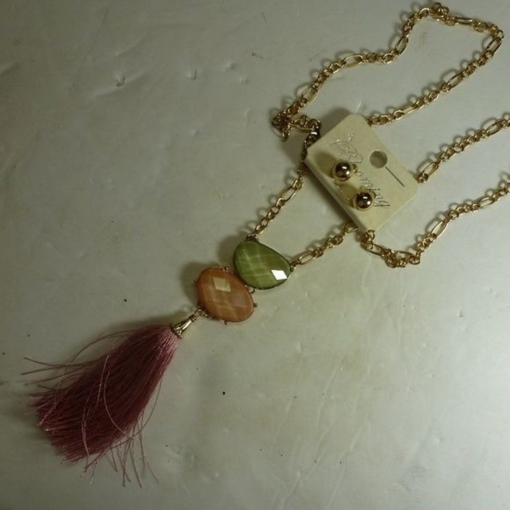 Blooming Lead Nickel necklace and Post Earrings